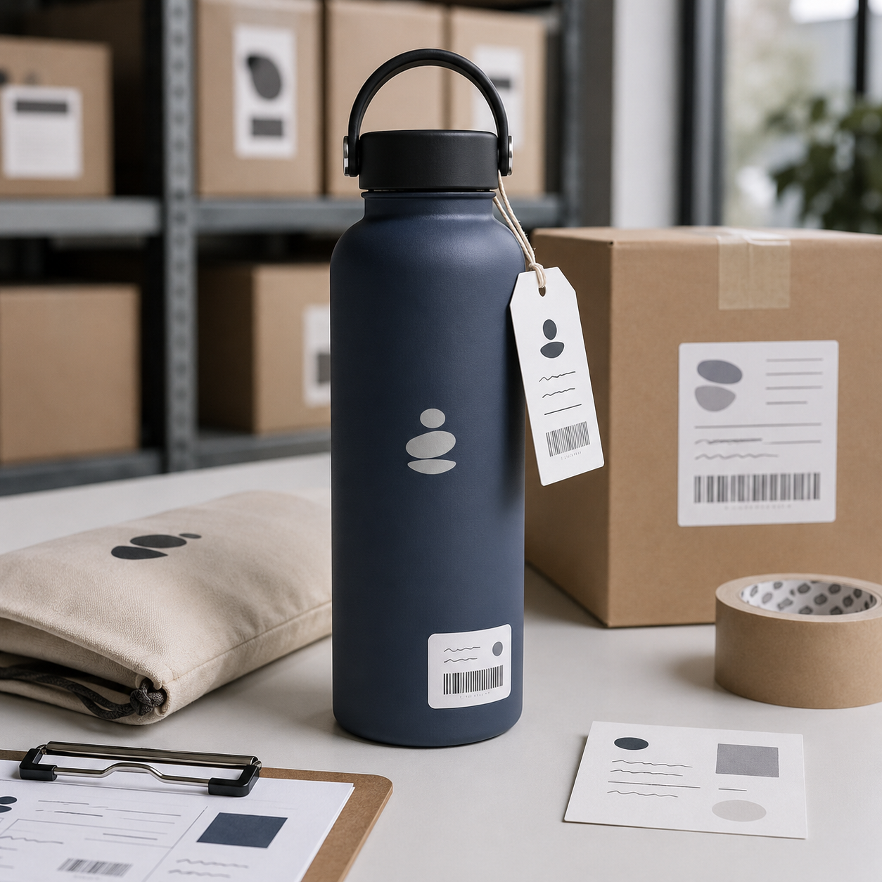Custom logo water bottle sourcing request Custom logo water bottle product request with branded packaging and ecommerce fulfillment notes