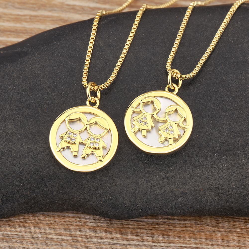Copper-plated 18K Gold Necklace With Zircon And Natural White Shell, Small Round Design